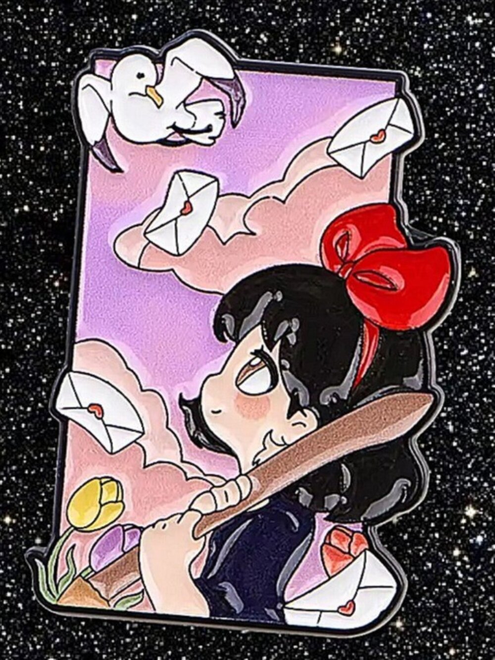 Studio Ghibli Kiki's Delivery Service Enamel Pin Flying Witch Broom Anime Badge
